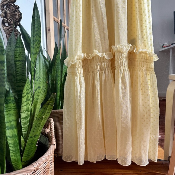 H&M Yellow Ruffle Choupette Chiffon Midi Dress - Picture 4 of 9